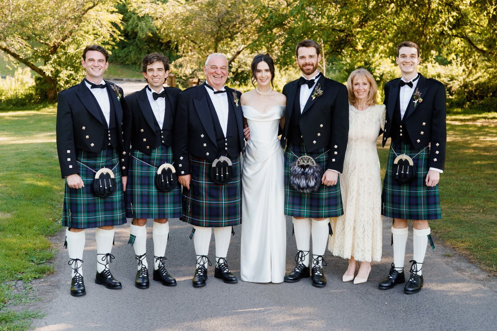 Ray Ferguson with Clare and their four sons at Calum and Caroline's wedding, Castle Combe, 2026