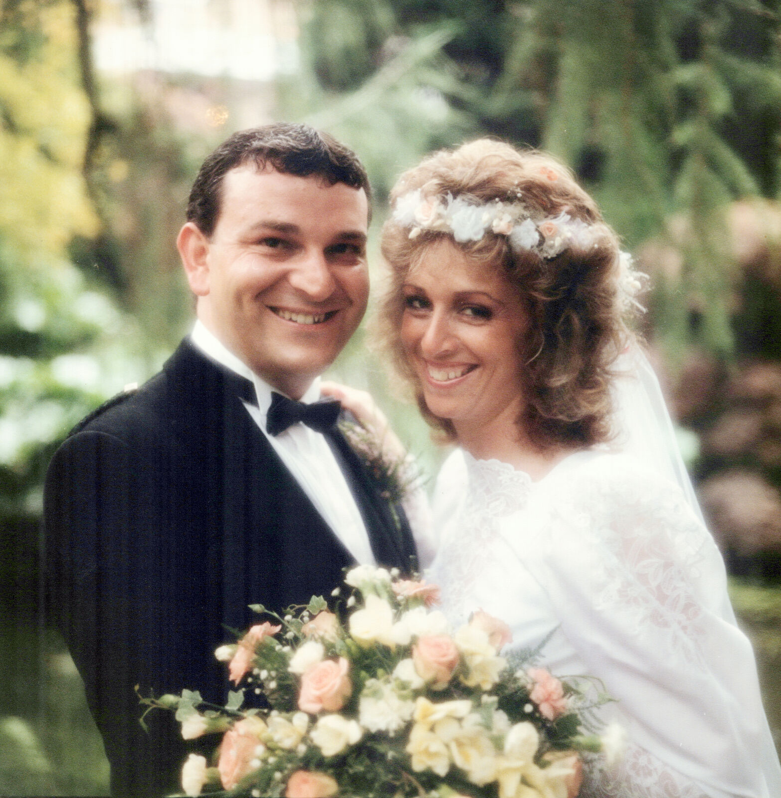 Clare and me on our wedding day at The Stanneylands Hotel, Wilmslow, Cheshire, on Friday 7 July 1989.